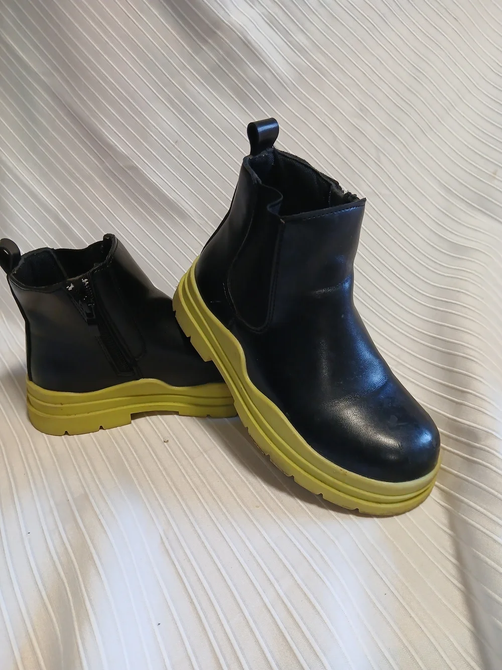 Black Chelsea Boots with Yellow Platform Sole